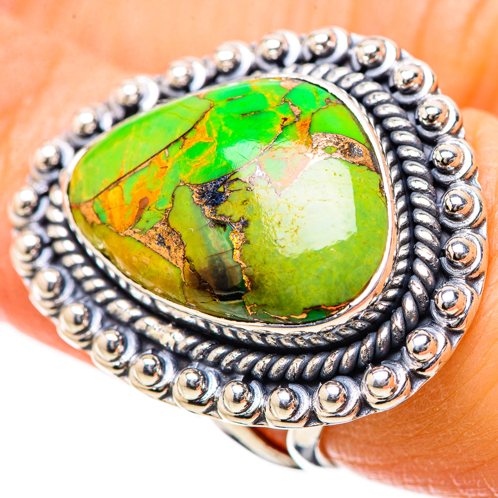 Green Copper Composite Turquoise Rings handcrafted by Anasilvercos - RING134290