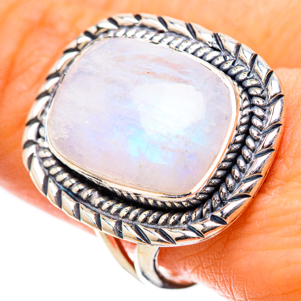 Rainbow Moonstone Rings handcrafted by Anasilvercos - RING134293