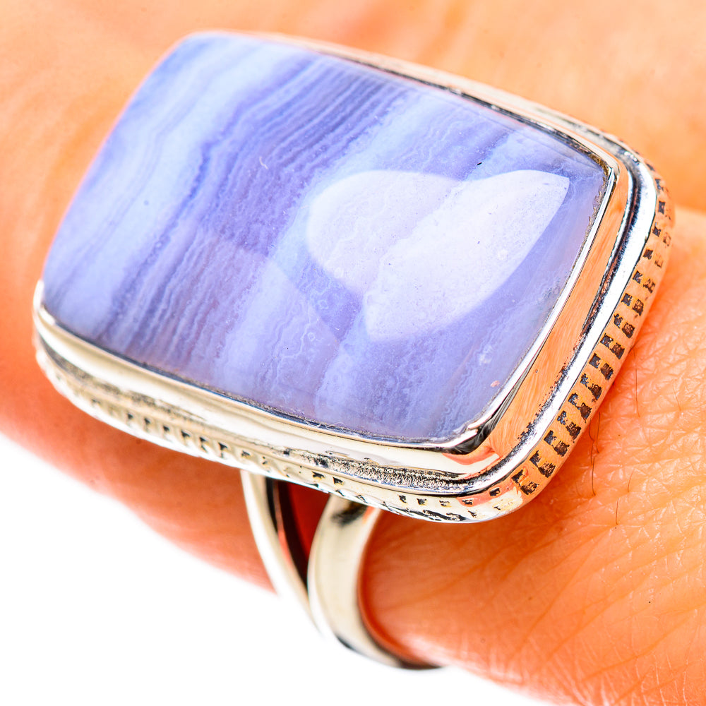 Blue Lace Agate Rings handcrafted by Anasilvercos - RING134294