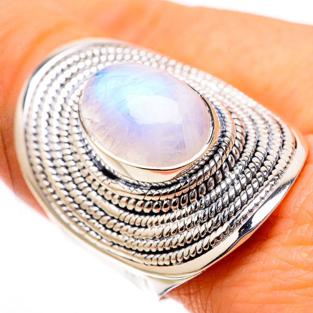 Rainbow Moonstone Rings handcrafted by Anasilvercos - RING134296