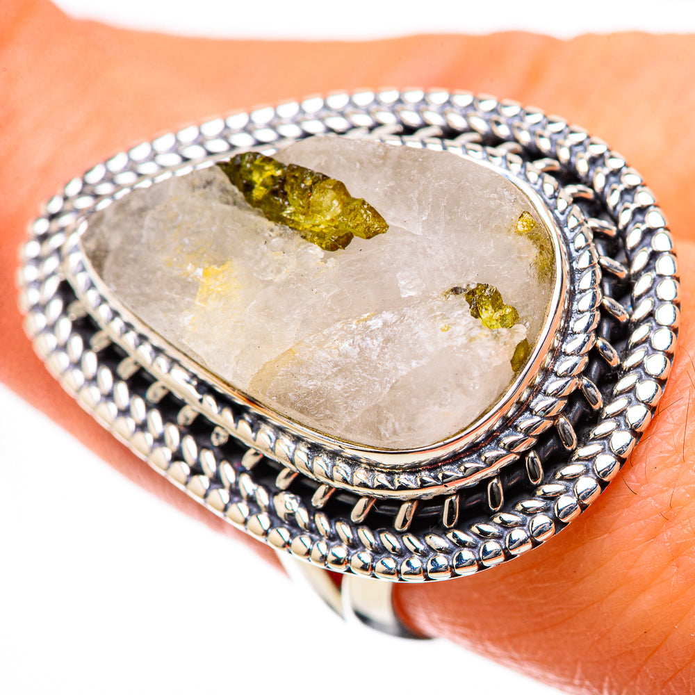 Green Tourmaline In Quartz Rings handcrafted by Anasilvercos - RING134309