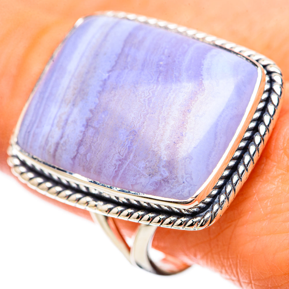 Blue Lace Agate Rings handcrafted by Anasilvercos - RING134312