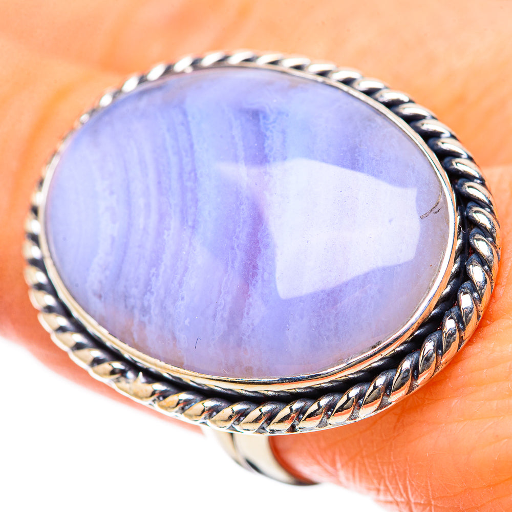 Blue Lace Agate Rings handcrafted by Anasilvercos - RING134321