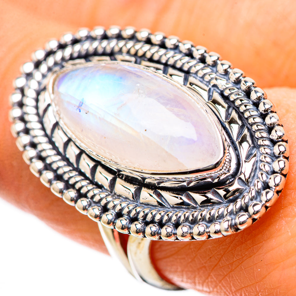 Rainbow Moonstone Rings handcrafted by Anasilvercos - RING134322