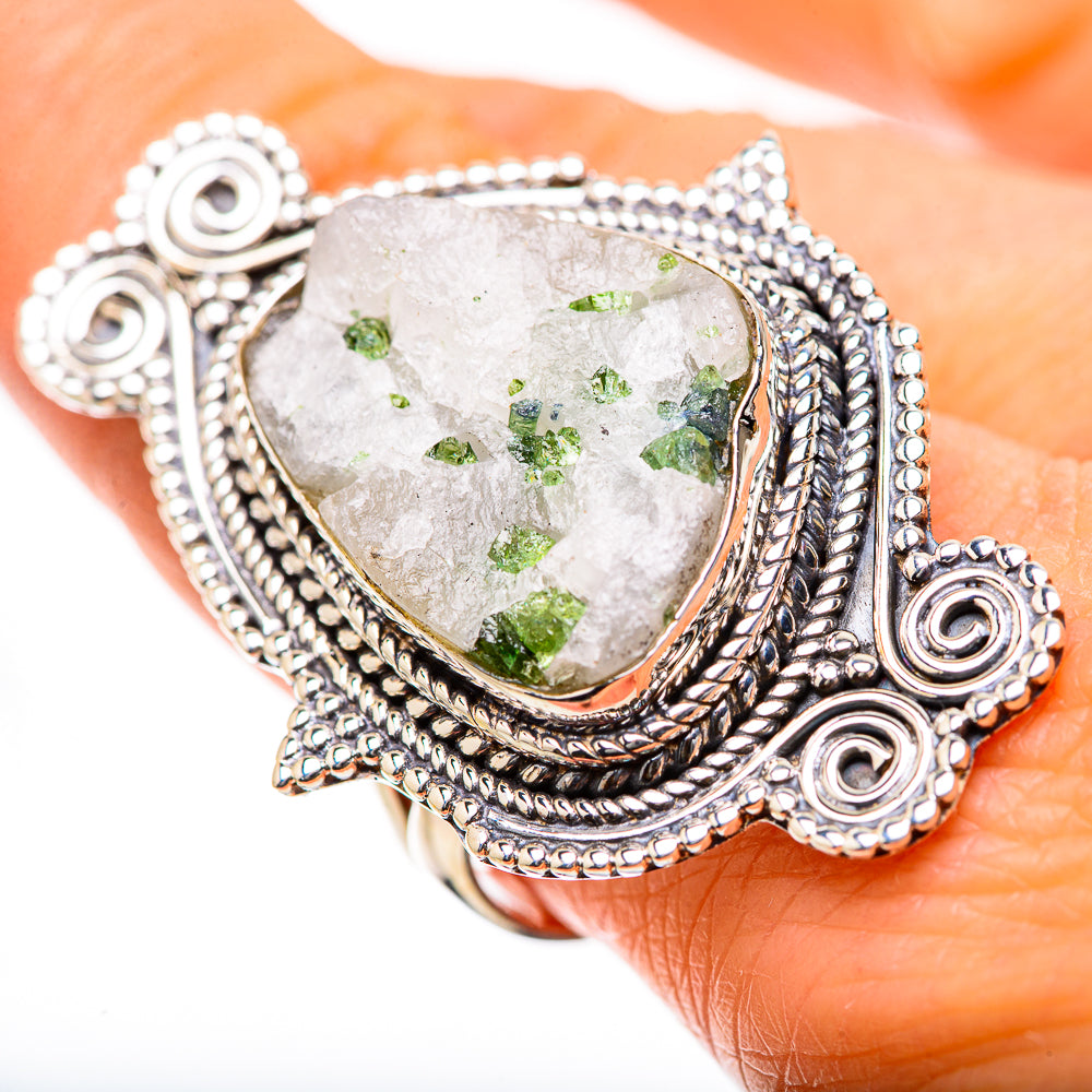 Green Tourmaline In Quartz Rings handcrafted by Anasilvercos - RING134330