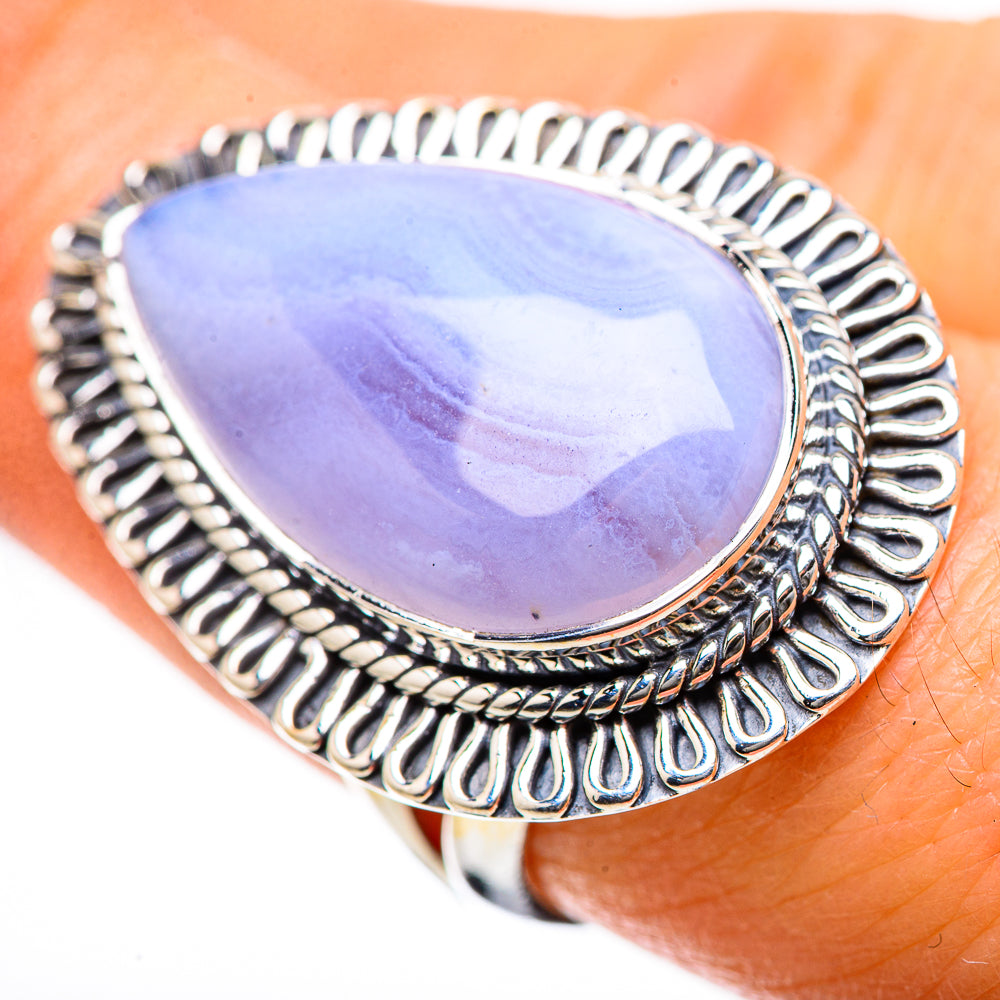 Blue Lace Agate Rings handcrafted by Anasilvercos - RING134333