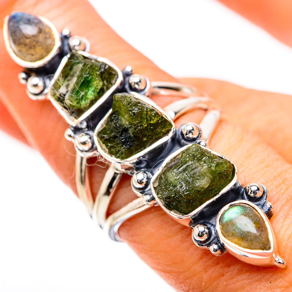 Green Tourmaline, Labradorite Rings handcrafted by Anasilvercos - RING134343