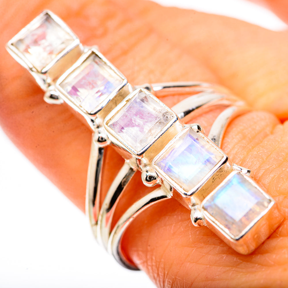 Rainbow Moonstone Rings handcrafted by Anasilvercos - RING134345