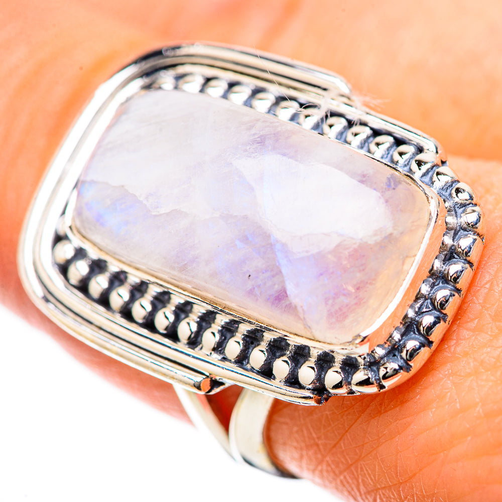 Rainbow Moonstone Rings handcrafted by Anasilvercos - RING134353