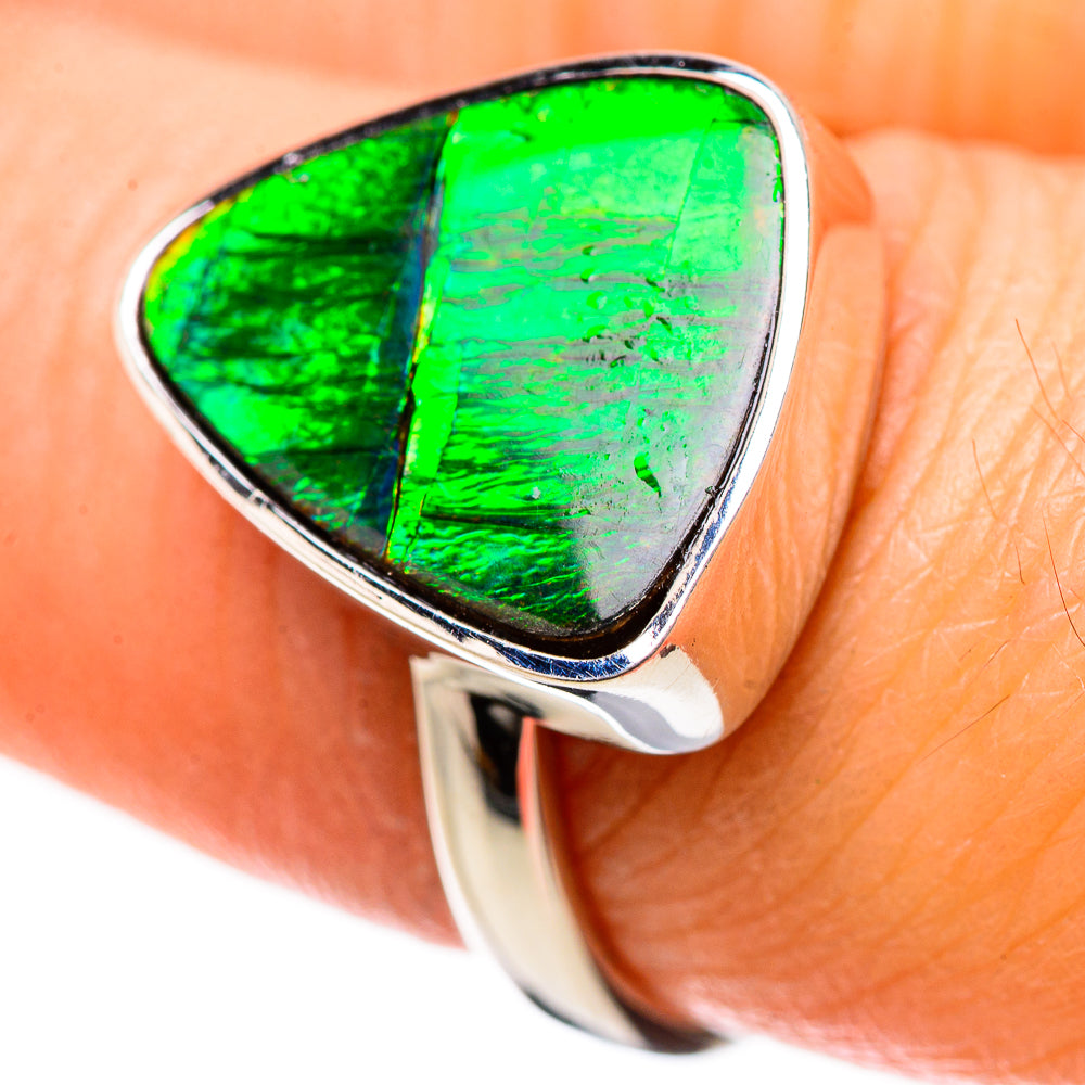 AAA Canadian Ammolite Rings handcrafted by Anasilvercos - RING134359 - Photo 2