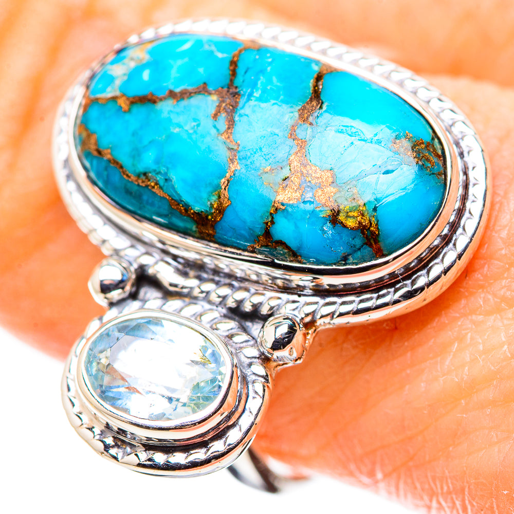 Blue Copper Composite Turquoise Rings handcrafted by Anasilvercos - RING134362