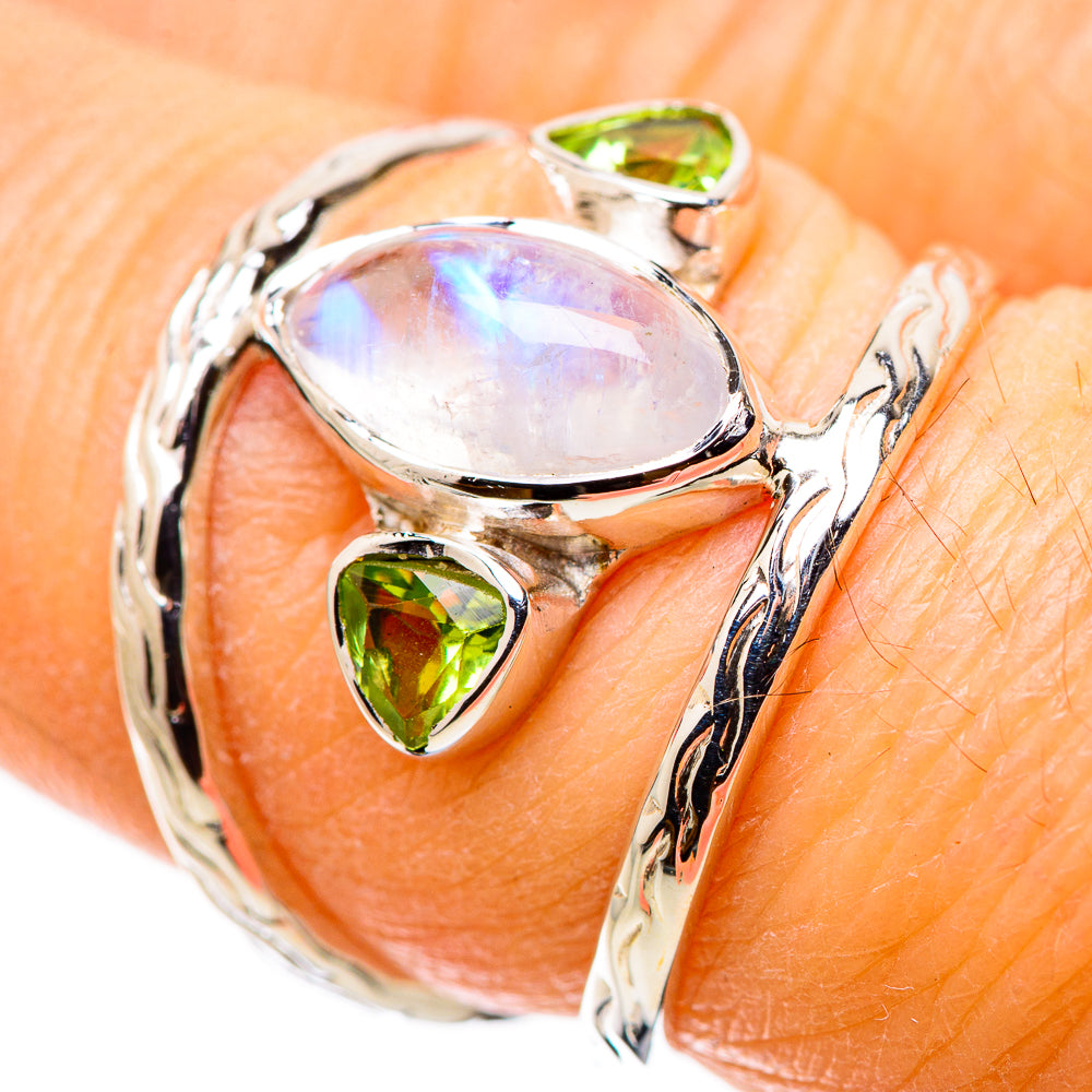 Rainbow Moonstone Rings handcrafted by Anasilvercos - RING134378