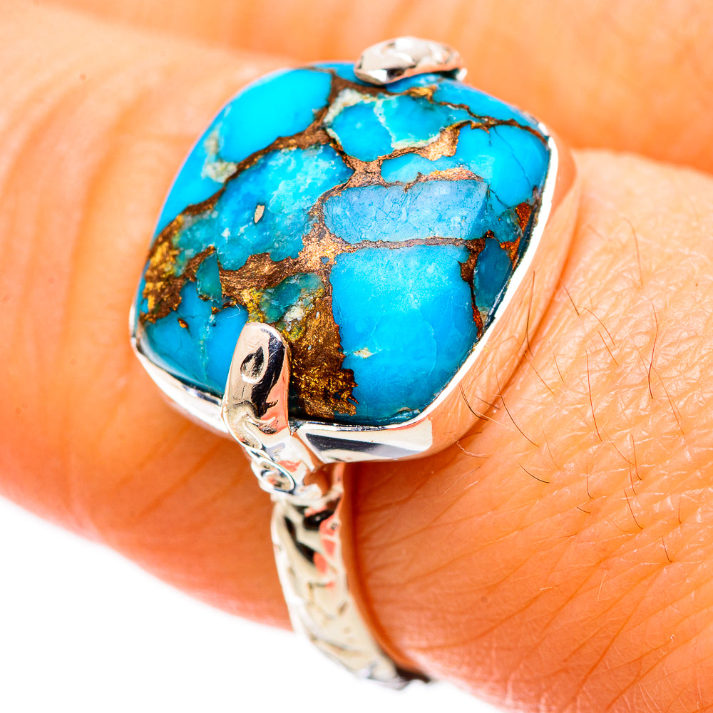 Blue Copper Composite Turquoise Rings handcrafted by Anasilvercos - RING134383