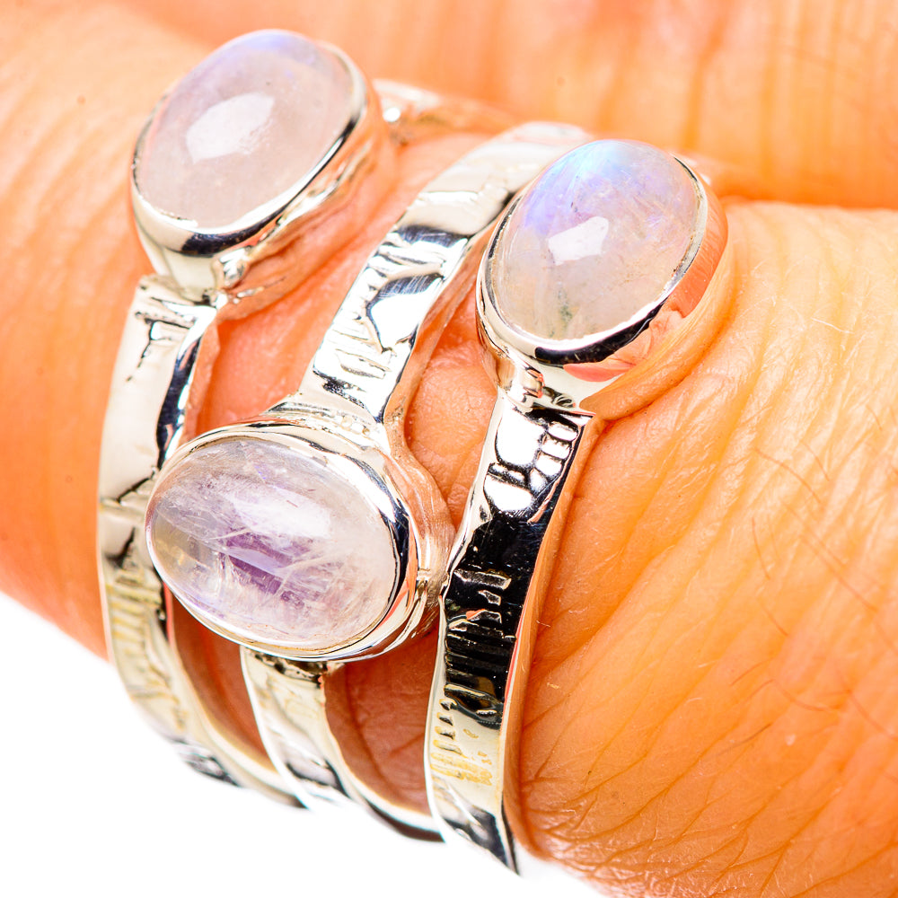 Rainbow Moonstone Rings handcrafted by Anasilvercos - RING134398