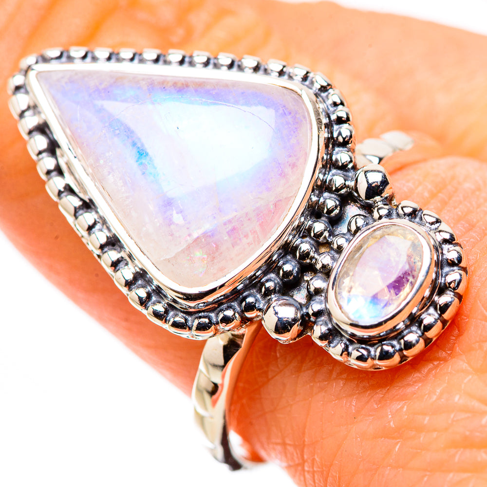 Rainbow Moonstone Rings handcrafted by Anasilvercos - RING134399