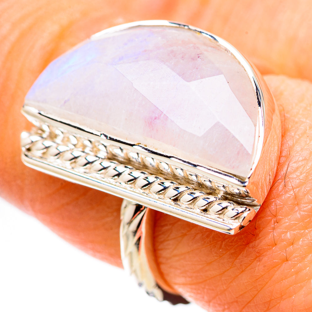 Rainbow Moonstone Rings handcrafted by Anasilvercos - RING134400