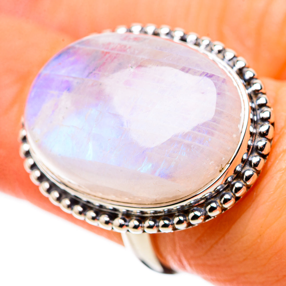 Rainbow Moonstone Rings handcrafted by Anasilvercos - RING134402
