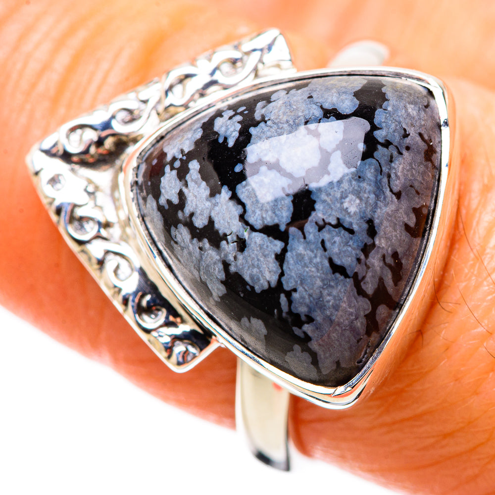 Snowflake Obsidian Rings handcrafted by Anasilvercos - RING134418