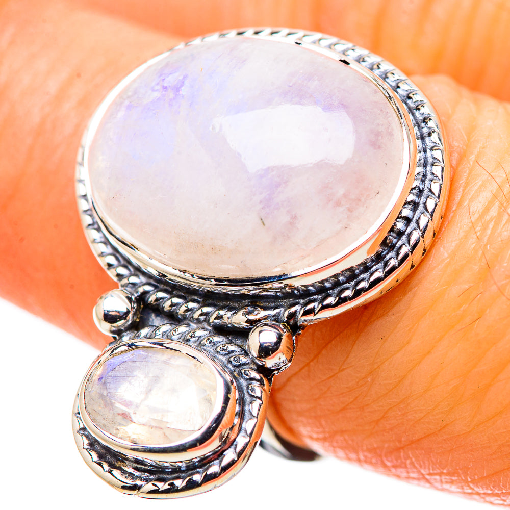 Rainbow Moonstone Rings handcrafted by Anasilvercos - RING134420