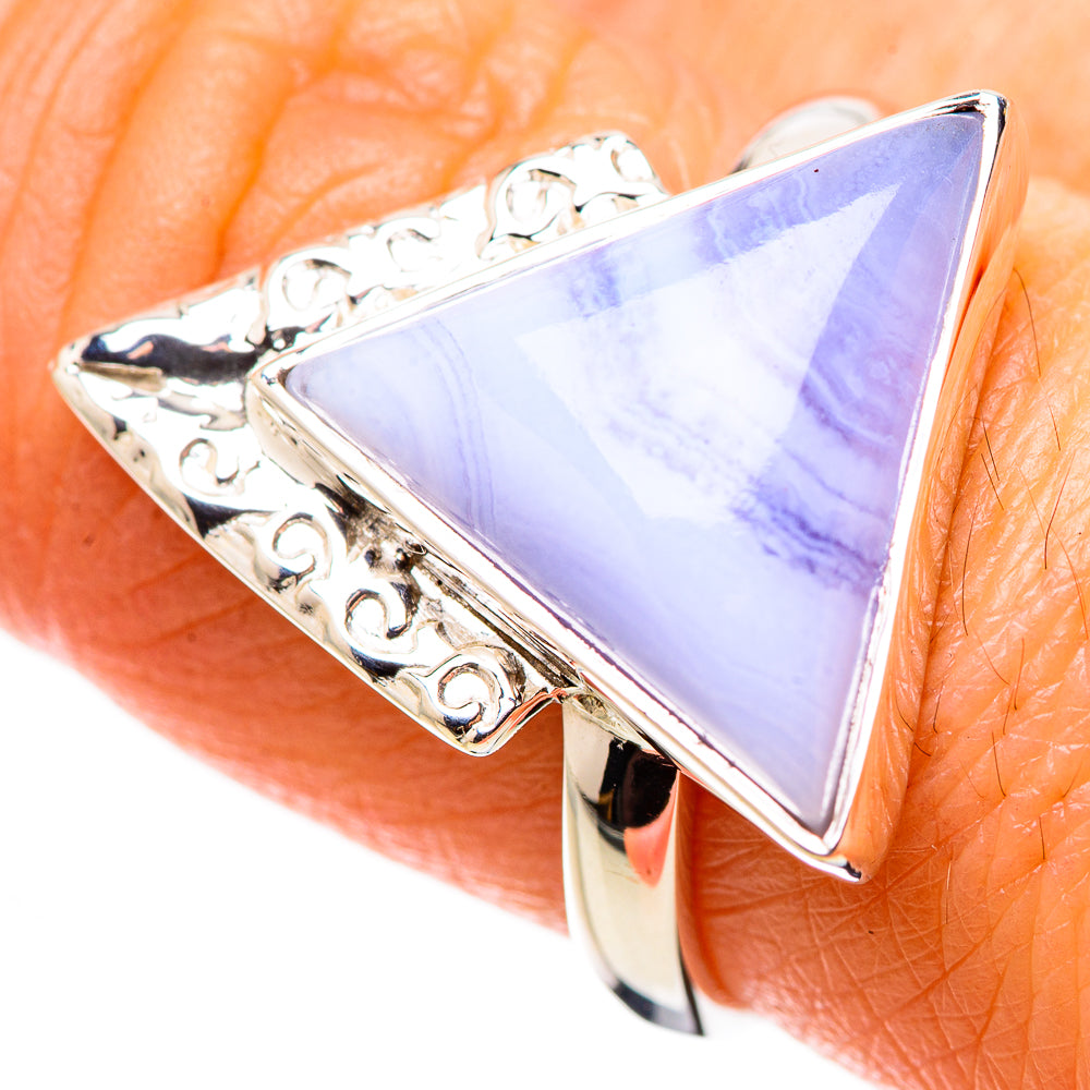 Blue Lace Agate Rings handcrafted by Anasilvercos - RING134421