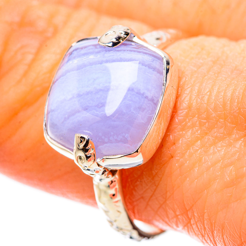 Blue Lace Agate Rings handcrafted by Anasilvercos - RING134422