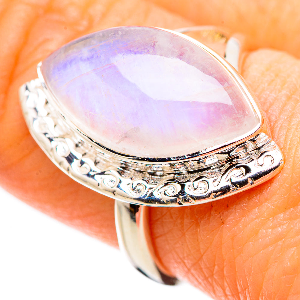 Rainbow Moonstone Rings handcrafted by Anasilvercos - RING134424