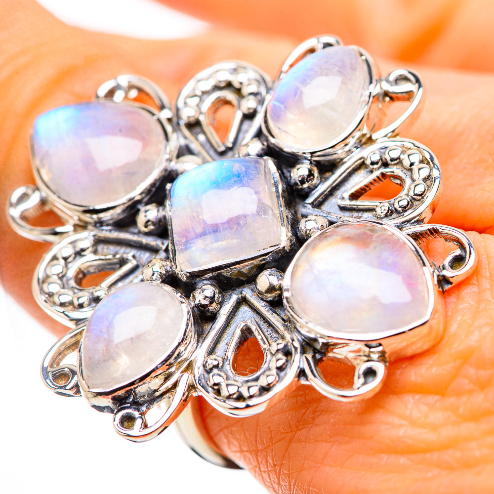 Rainbow Moonstone Rings handcrafted by Anasilvercos - RING134463