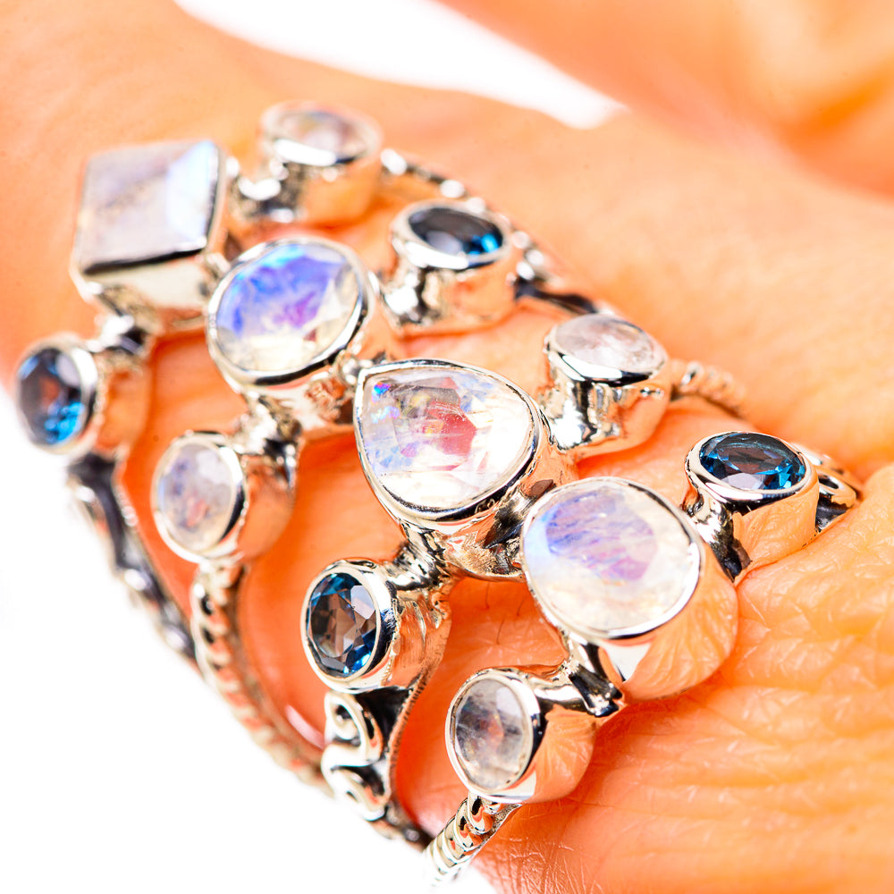 Rainbow Moonstone Rings handcrafted by Anasilvercos - RING134471