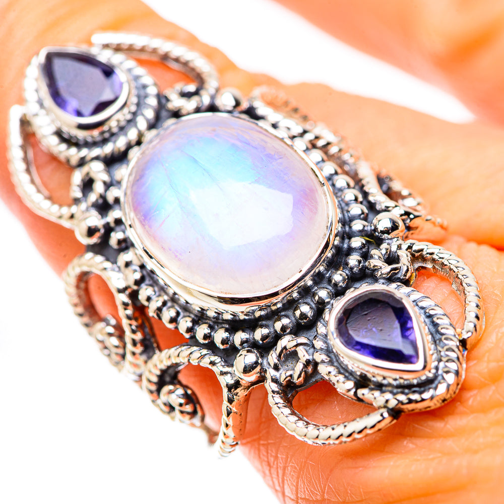 Rainbow Moonstone Rings handcrafted by Anasilvercos - RING134479