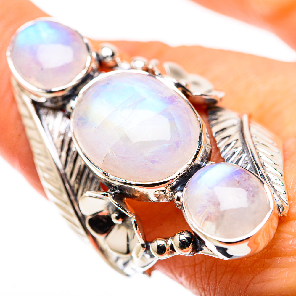 Rainbow Moonstone Rings handcrafted by Anasilvercos - RING134480