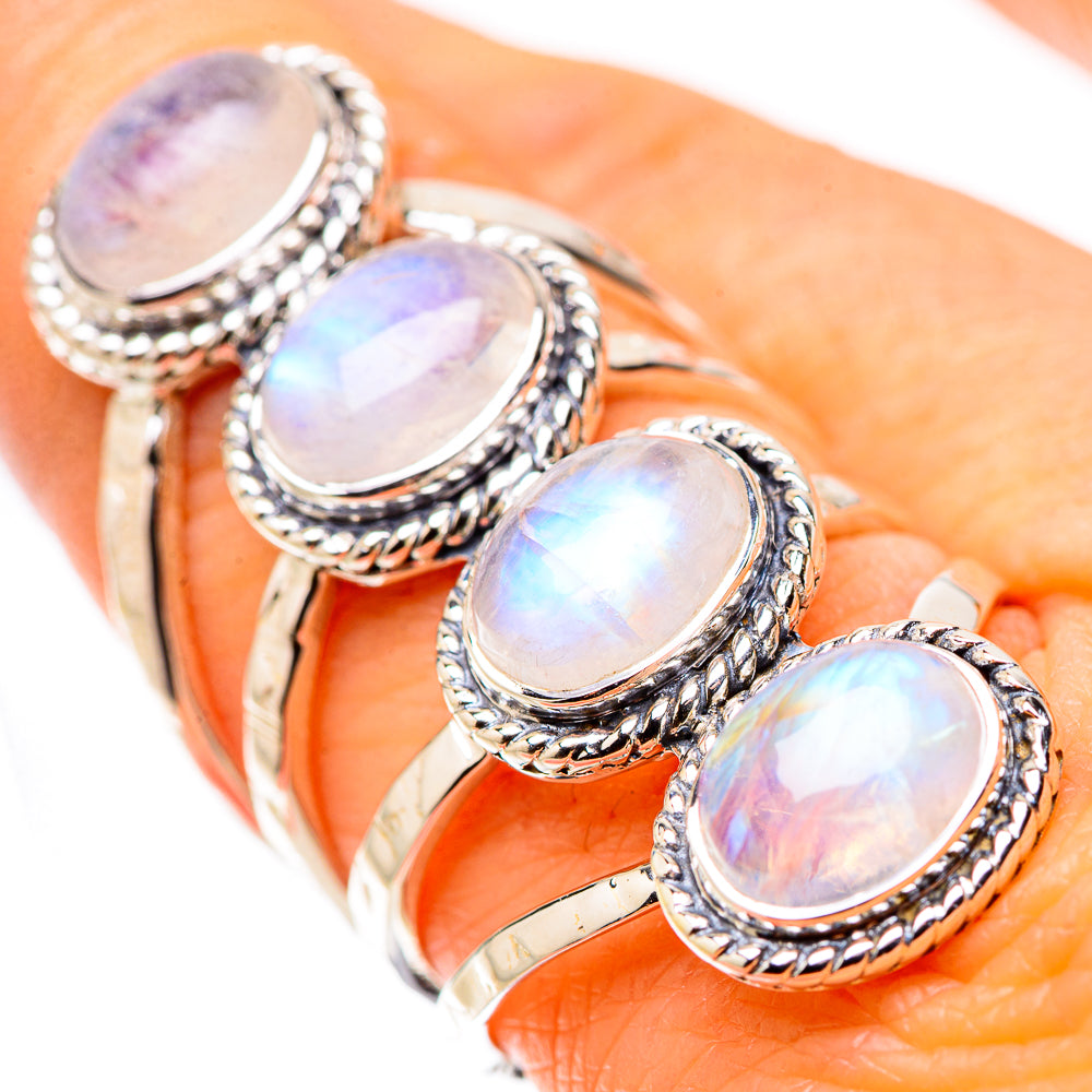 Rainbow Moonstone Rings handcrafted by Anasilvercos - RING134505