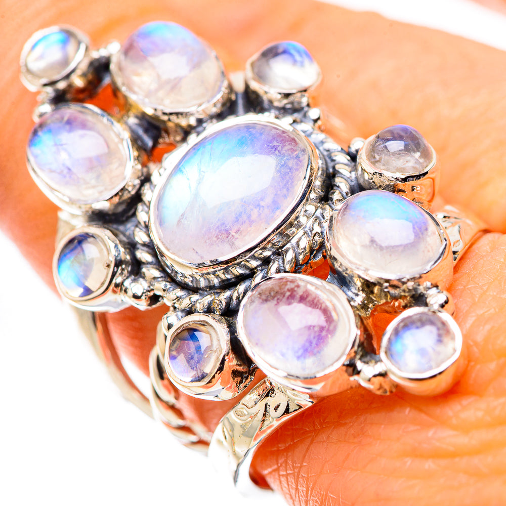 Rainbow Moonstone Rings handcrafted by Anasilvercos - RING134506