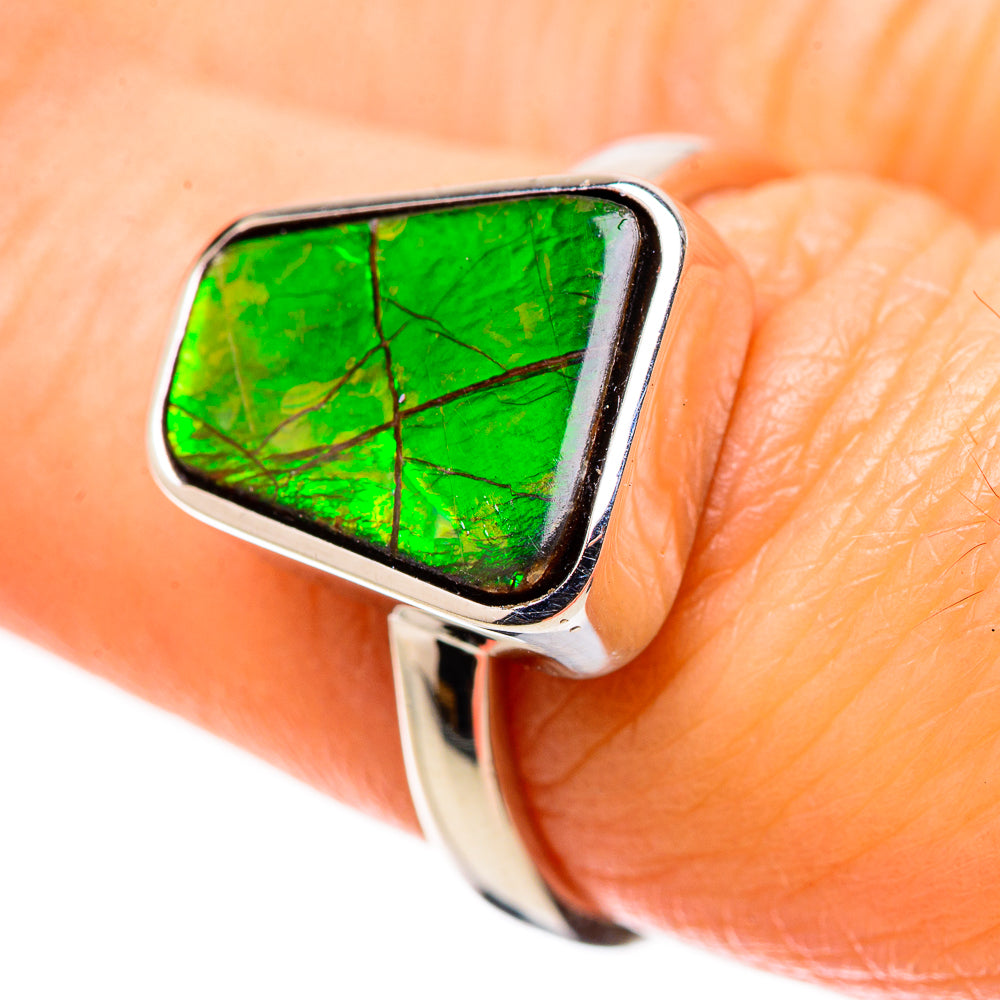 AAA Canadian Ammolite Rings handcrafted by Anasilvercos - RING134510 - Photo 2