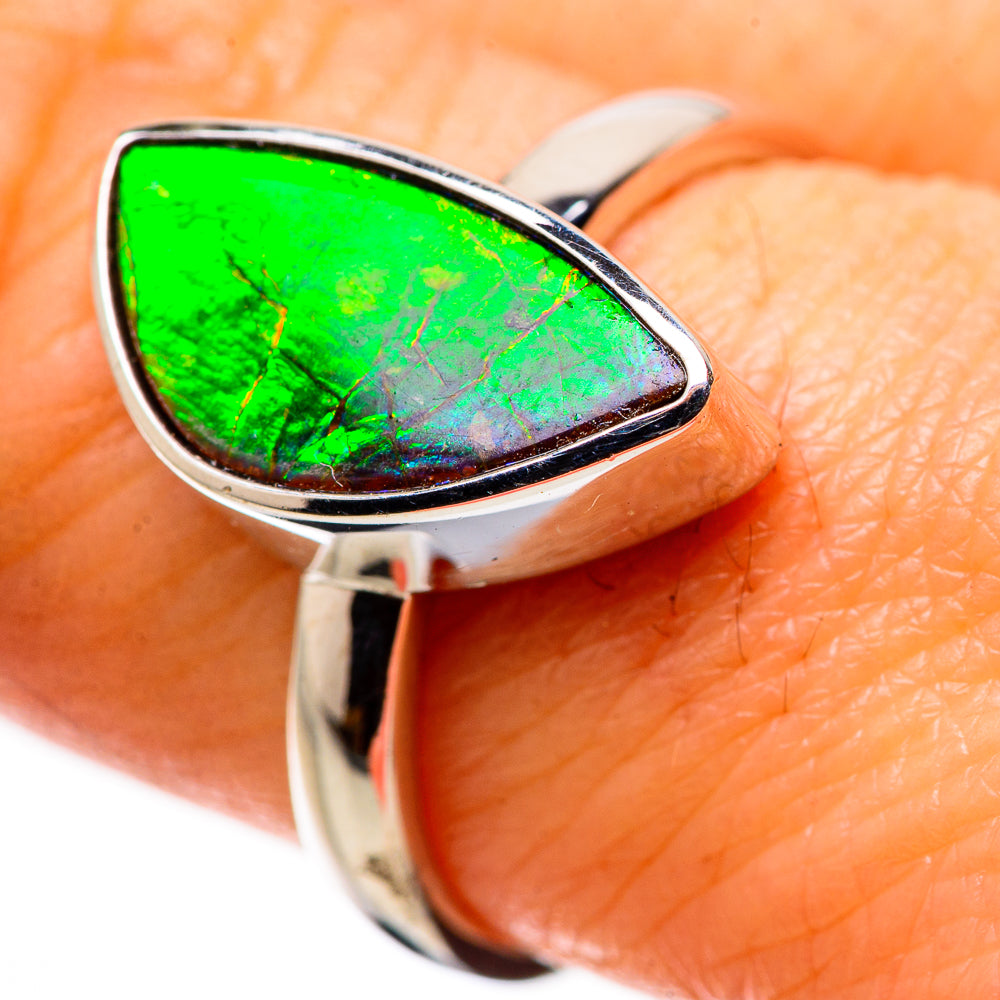 AAA Canadian Ammolite Rings handcrafted by Anasilvercos - RING134513 - Photo 2