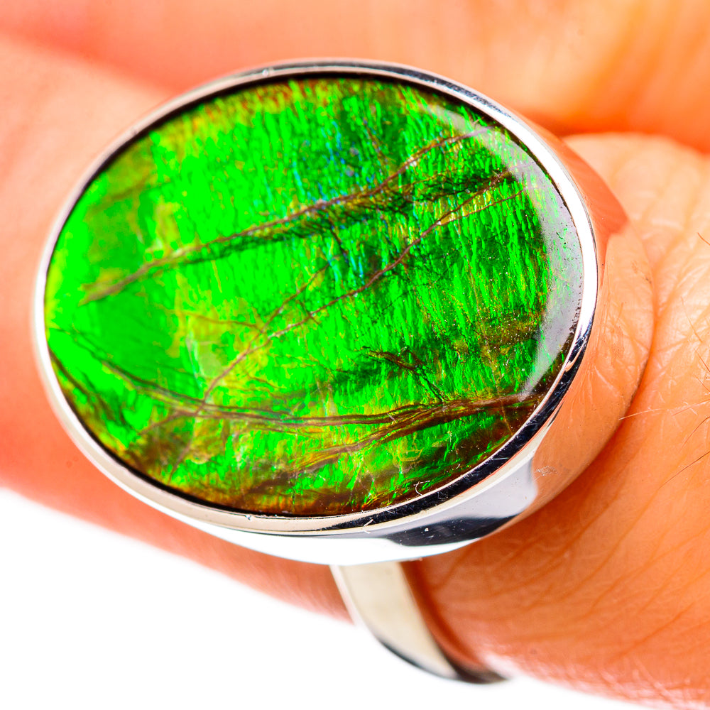 AAA Canadian Ammolite Rings handcrafted by Anasilvercos - RING134516 - Photo 2