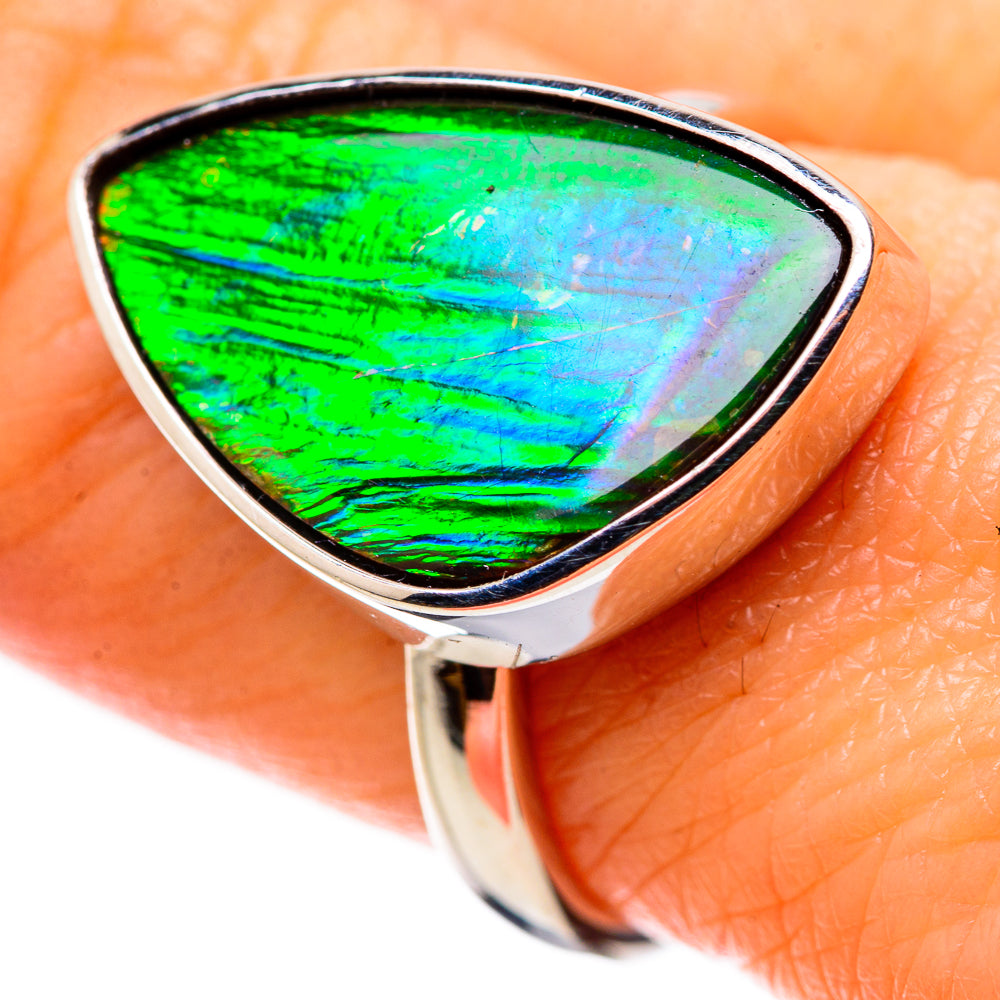 AAA Canadian Ammolite Rings handcrafted by Anasilvercos - RING134521 - Photo 2