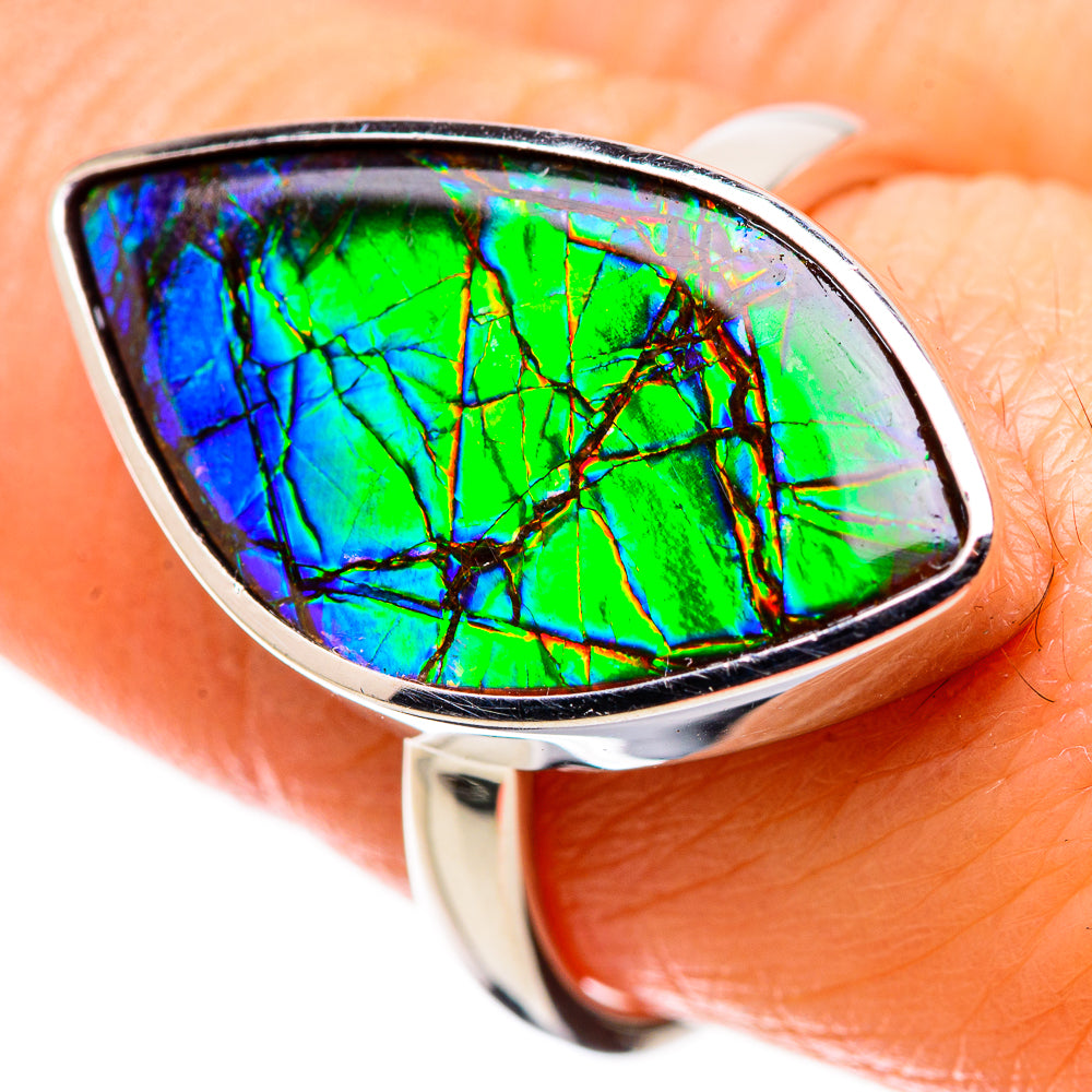 AAA Canadian Ammolite Rings handcrafted by Anasilvercos - RING134527 - Photo 2