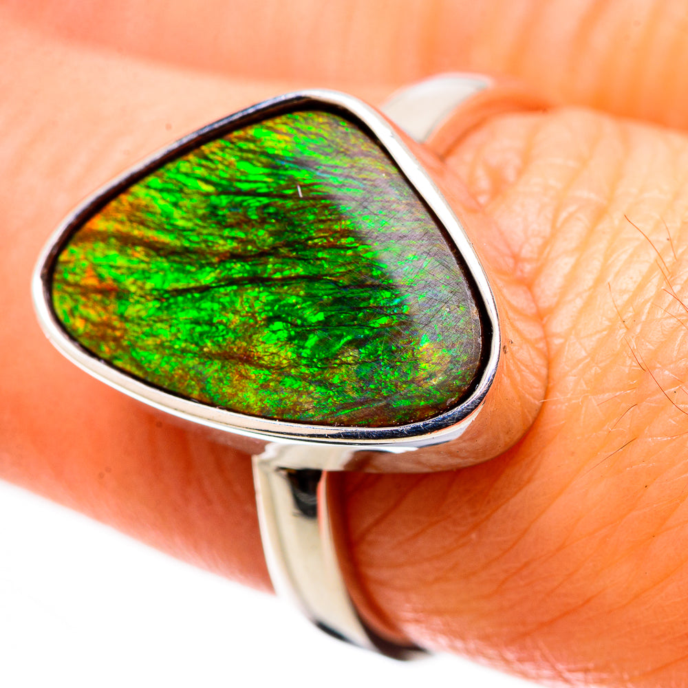 AAA Canadian Ammolite Rings handcrafted by Anasilvercos - RING134531 - Photo 2