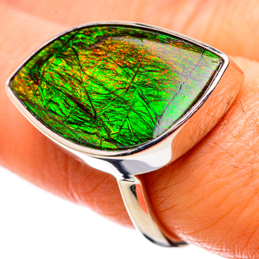 AAA Canadian Ammolite Rings handcrafted by Anasilvercos - RING134536 - Photo 2