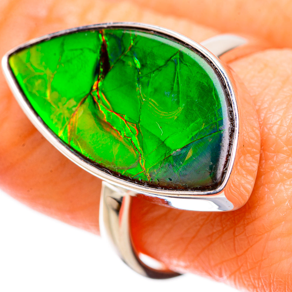 AAA Canadian Ammolite Rings handcrafted by Anasilvercos - RING134539 - Photo 2