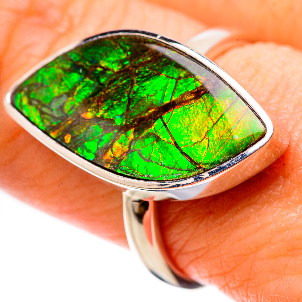 AAA Canadian Ammolite Rings handcrafted by Anasilvercos - RING134550 - Photo 2