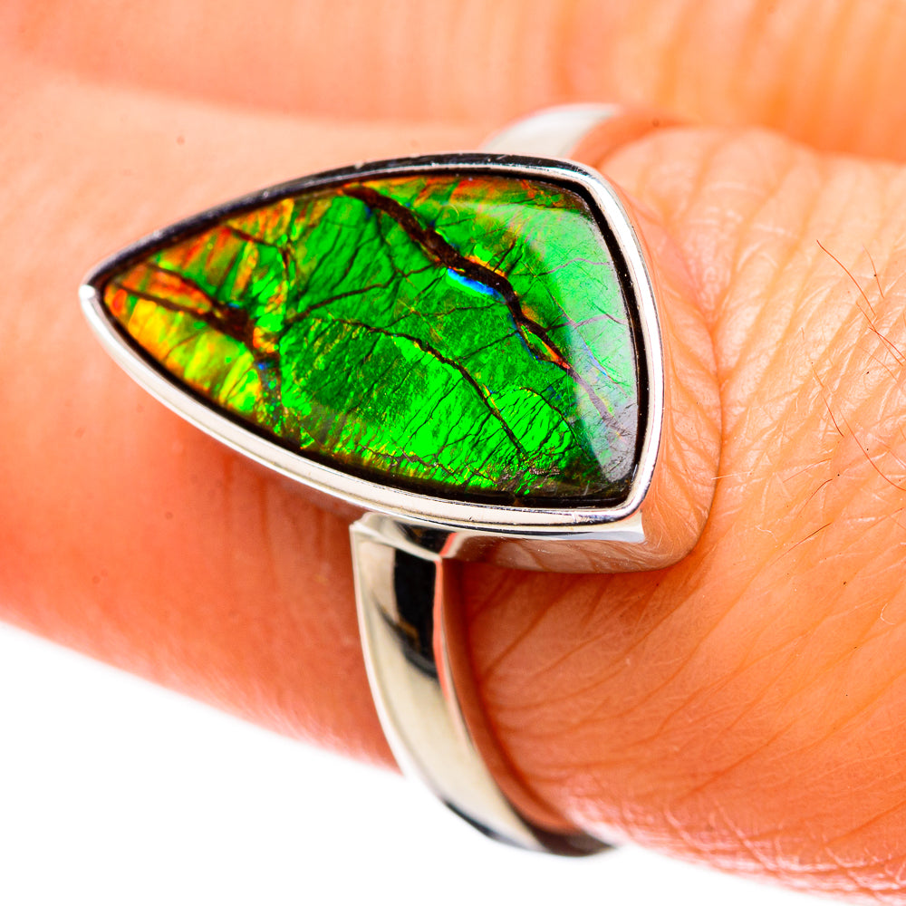 AAA Canadian Ammolite Rings handcrafted by Anasilvercos - RING134552 - Photo 2