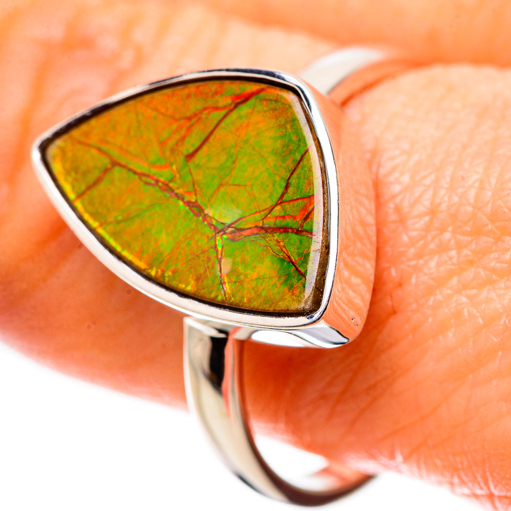 AAA Canadian Ammolite Rings handcrafted by Anasilvercos - RING134555 - Photo 2
