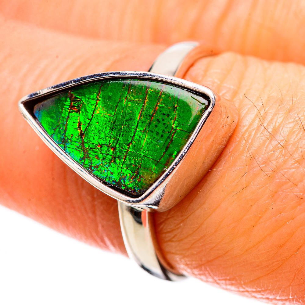 AAA Canadian Ammolite Rings handcrafted by Anasilvercos - RING134556 - Photo 2