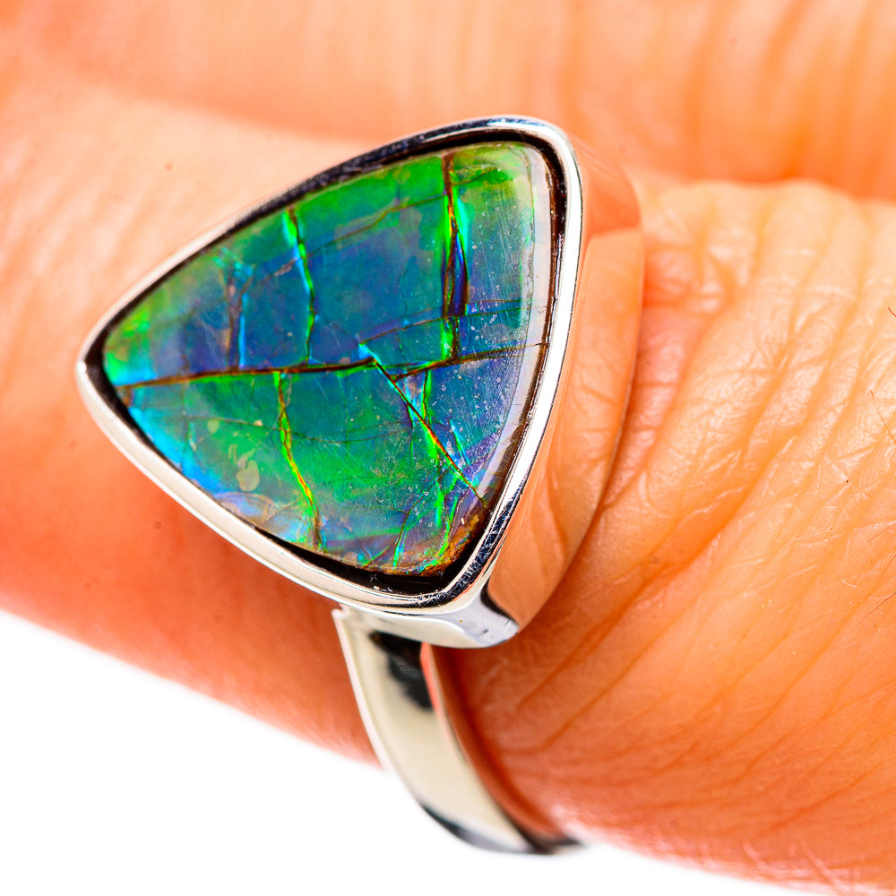 AAA Canadian Ammolite Rings handcrafted by Anasilvercos - RING134557 - Photo 2