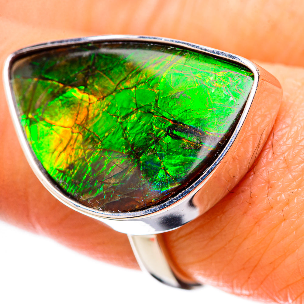 AAA Canadian Ammolite Rings handcrafted by Anasilvercos - RING134558 - Photo 2