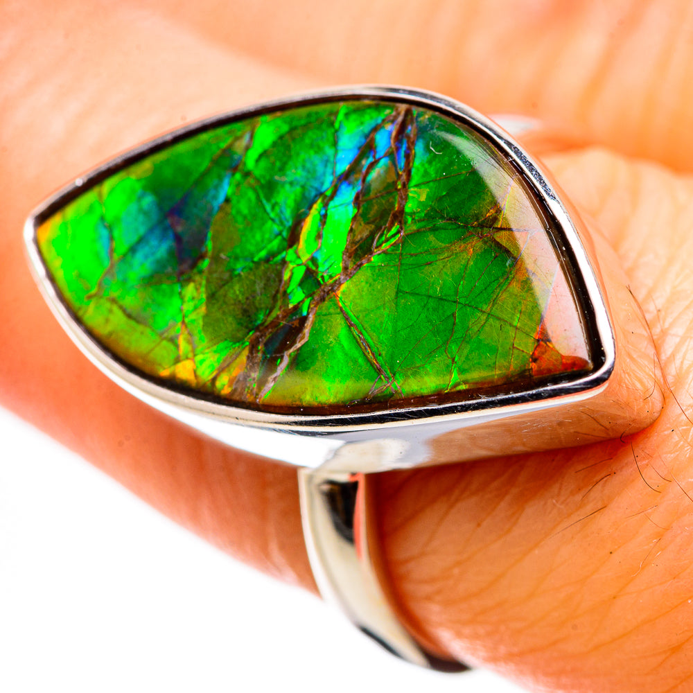 AAA Canadian Ammolite Rings handcrafted by Anasilvercos - RING134559 - Photo 2