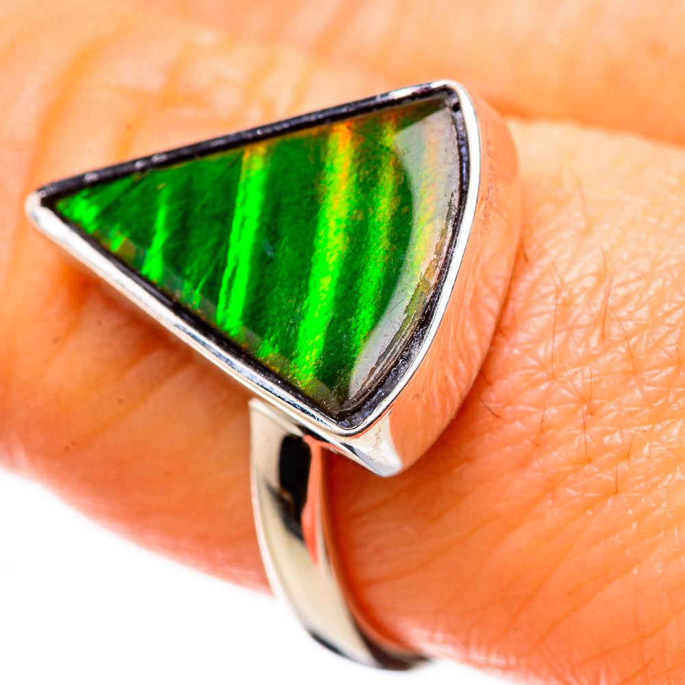 AAA Canadian Ammolite Rings handcrafted by Anasilvercos - RING134562 - Photo 2