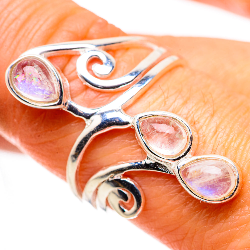 Rainbow Moonstone Rings handcrafted by Anasilvercos - RING134573_Size-8
