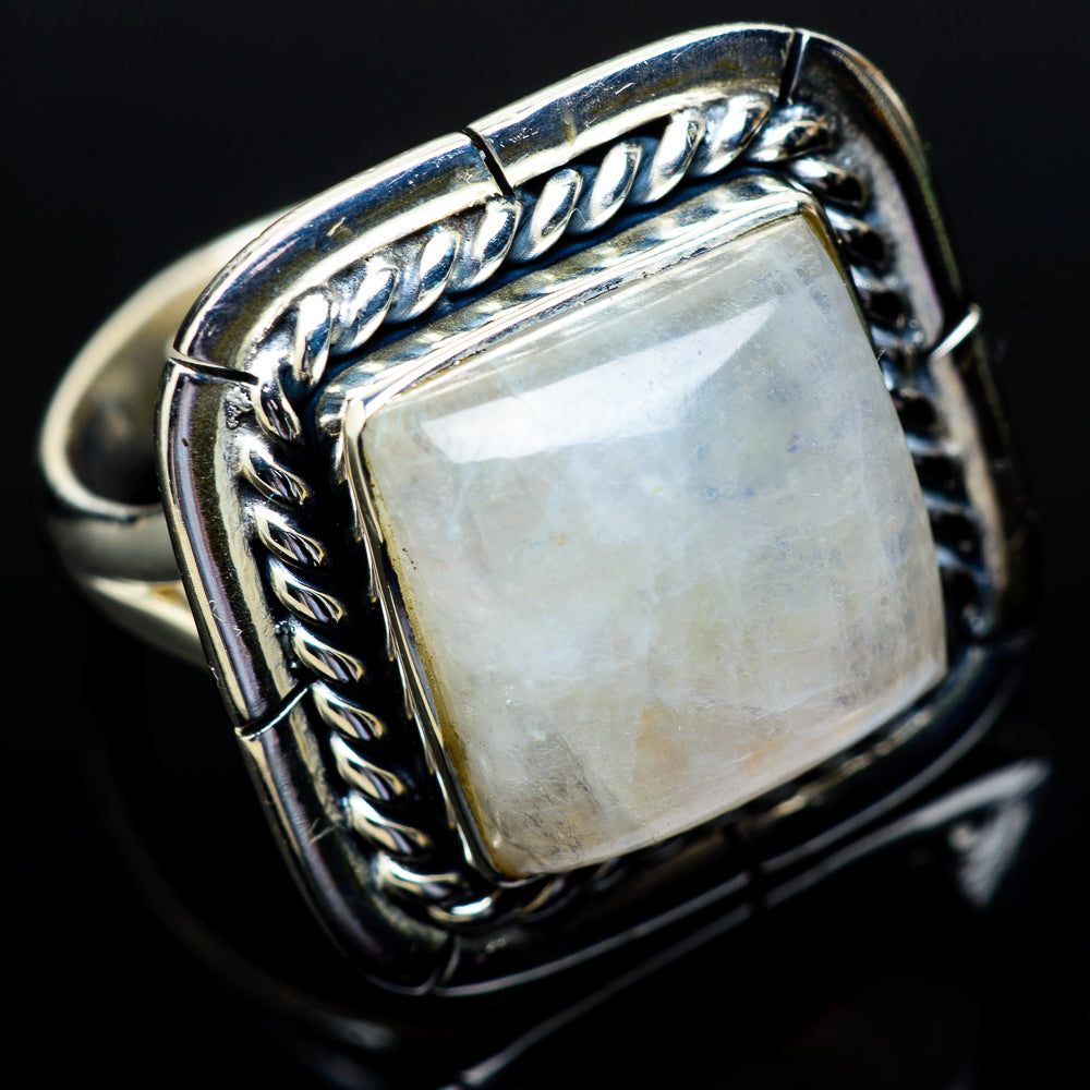 Rainbow Moonstone Rings handcrafted by Anasilvercos - RING14733